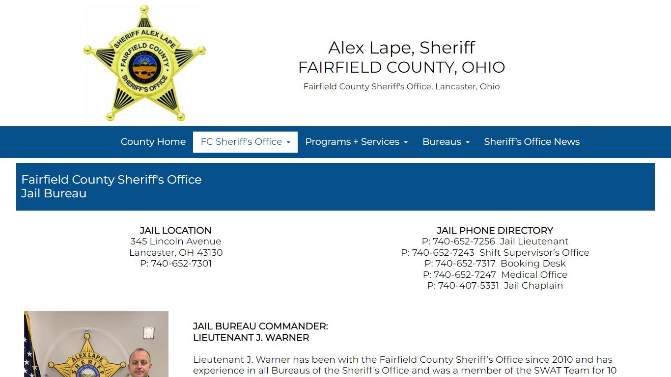 Jail Bureau - Fairfield County Sheriff's Office, Lancaster Ohio 43130